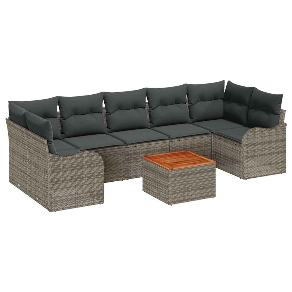 Havesofa Sæt med opbevaring 8 pcs Grå polyrattan