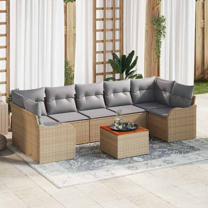 Havesofa Sæt 8 stk. Beige og lys grå polyrattan