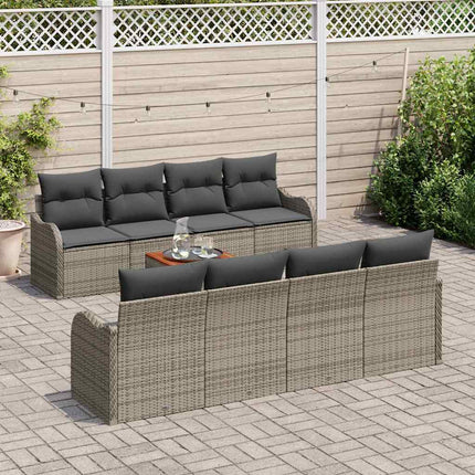 Havesofa Sæt med opbevaring 9 pcs Grå polyrattan