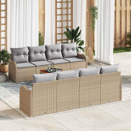 Havesofa Sæt 9 stk. Beige og lys grå polyrattan