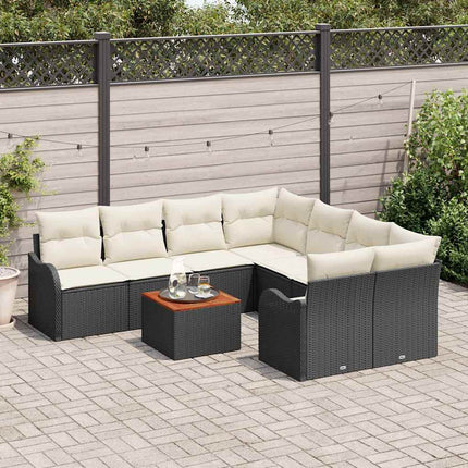 Havesofa Sæt 9 stk. Sort og Cream polyrattan