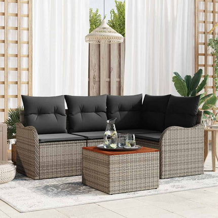 Havesofa Sæt med opbevaring 5 pcs Grå polyrattan