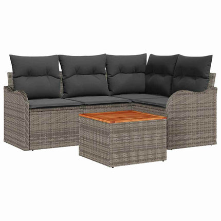 Havesofa Sæt med opbevaring 5 pcs Grå polyrattan