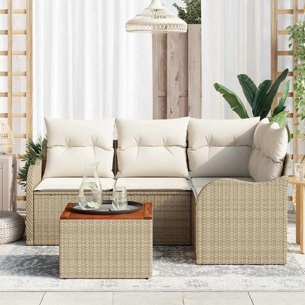 Havesofa Sæt 5 stk. Beige og creme polyrattan