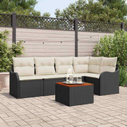 Havesofa Sæt med opbevaring 6 pcs Sort og Cream polyrattan