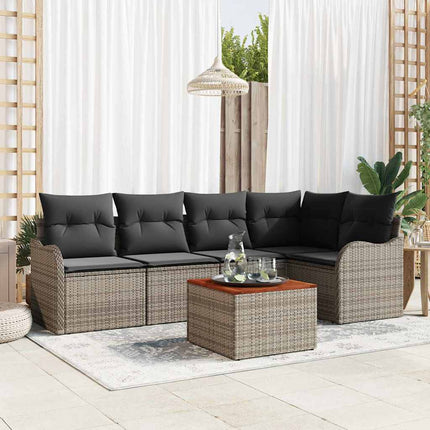 Havesofa Sæt med opbevaring 6 pcs Grå polyrattan