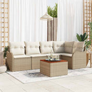 Havesofa Sæt med opbevaring 6 pcs Beige og creme polyrattan