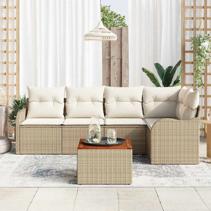 Havesofa Sæt 6 stk. Beige og creme polyrattan
