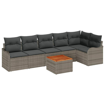 Havesofa Sæt 7 stk. Grå polyrattan