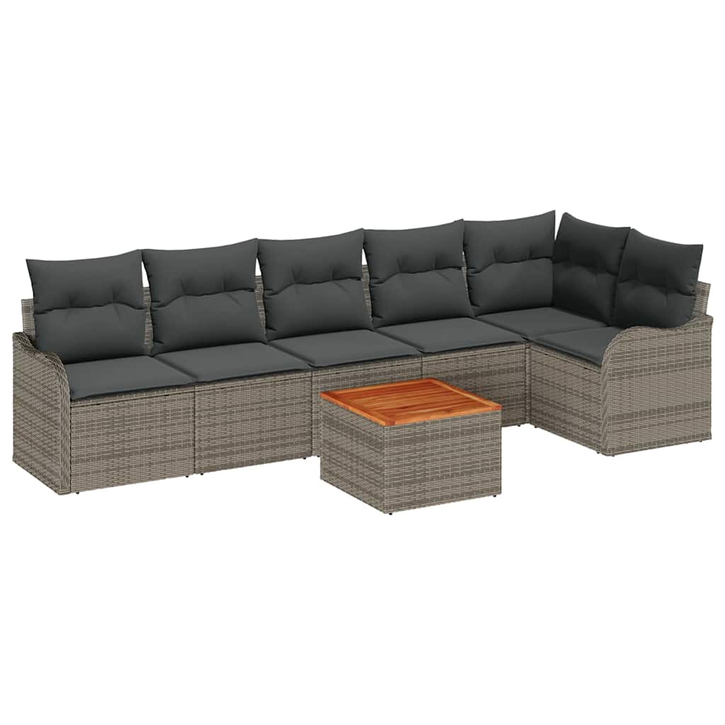 Havesofa Sæt med opbevaring 7 pcs Grå polyrattan