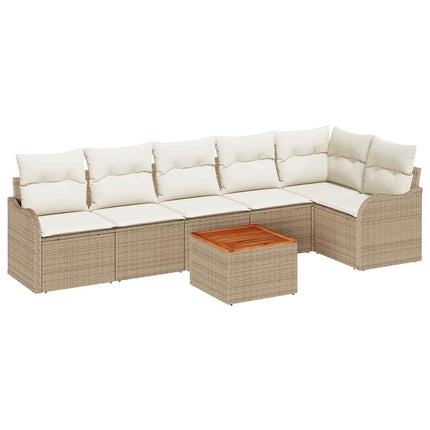Havesofa Sæt 7 stk. Beige og creme polyrattan