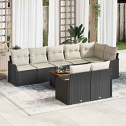 Havesofa Sæt med opbevaring 9 pcs Sort og Cream polyrattan