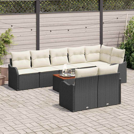 Havesofa Sæt 9 stk. Sort og Cream polyrattan