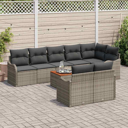 Havesofa Sæt med opbevaring 9 pcs Grå polyrattan