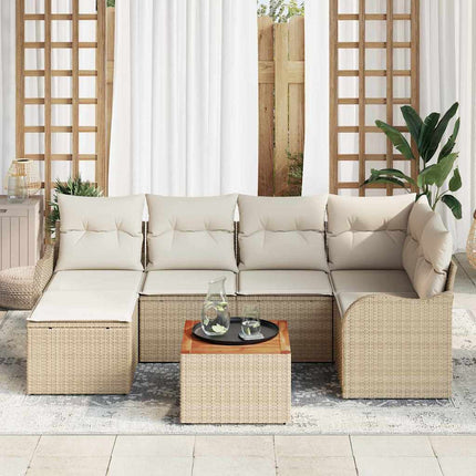 Havesofa Sæt 7 stk. Beige og creme polyrattan