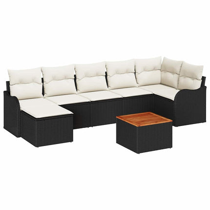 Havesofa Sæt 8 stk. Sort og Cream polyrattan