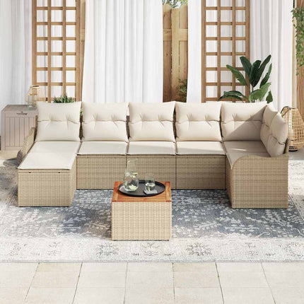 Havesofa Sæt 8 stk. Beige og creme polyrattan