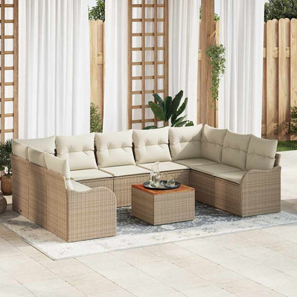 Havesofa Sæt 10 stk. Beige og creme polyrattan