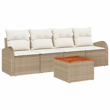 Havesofa Sæt 5 stk. Beige og creme polyrattan