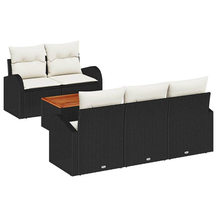 Havesofa Sæt 6 stk. Sort og Cream polyrattan