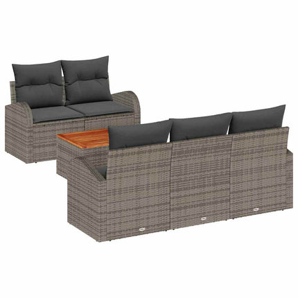 Havesofa Sæt med opbevaring 6 pcs Grå polyrattan