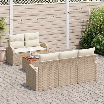 Havesofa Sæt 6 stk. Beige og creme polyrattan