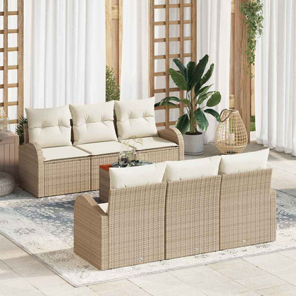 Havesofa Sæt 7 stk. Beige og creme polyrattan