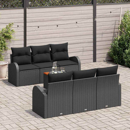 Havesofa Sæt med opbevaring 7 pcs Sort polyrattan