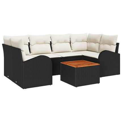 Havesofa Sæt 7 stk. Sort og Cream polyrattan