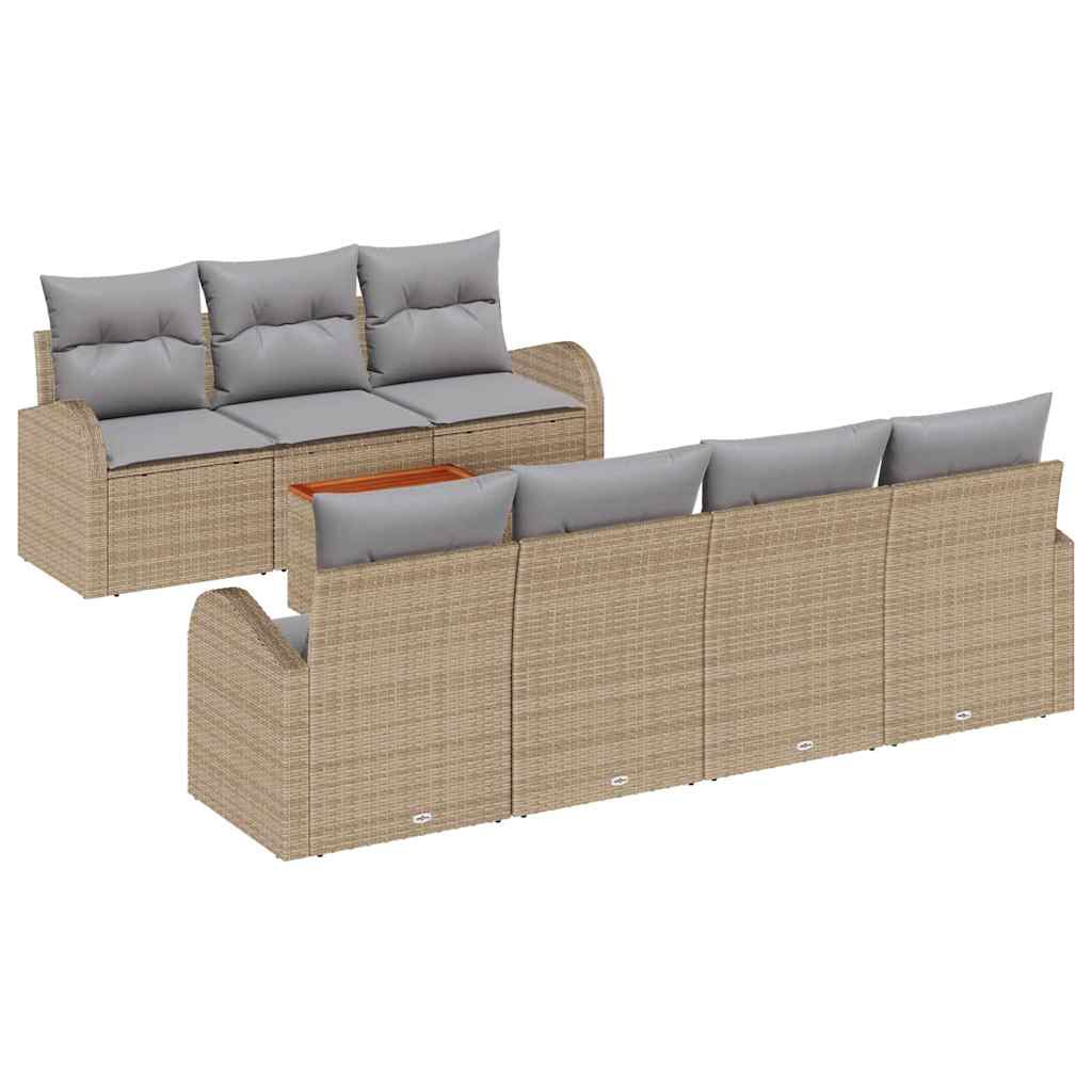Havesofa Sæt med opbevaring 8 pcs Beige og lys grå polyrattan