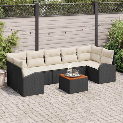 Havesofa Sæt med opbevaring 8 pcs Sort og Cream polyrattan