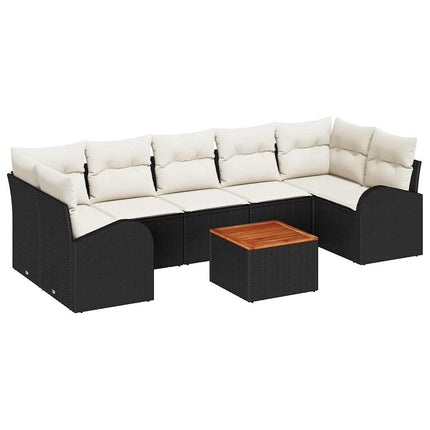 Havesofa Sæt med opbevaring 8 pcs Sort og Cream polyrattan