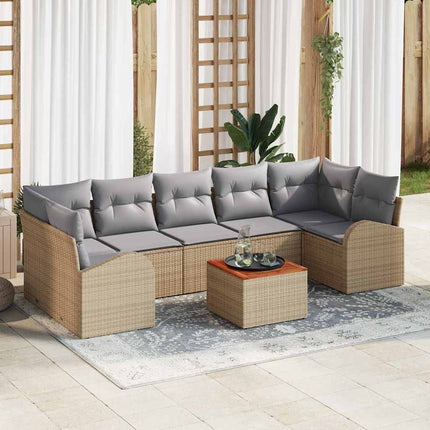 Havesofa Sæt 8 stk. Beige og lys grå polyrattan