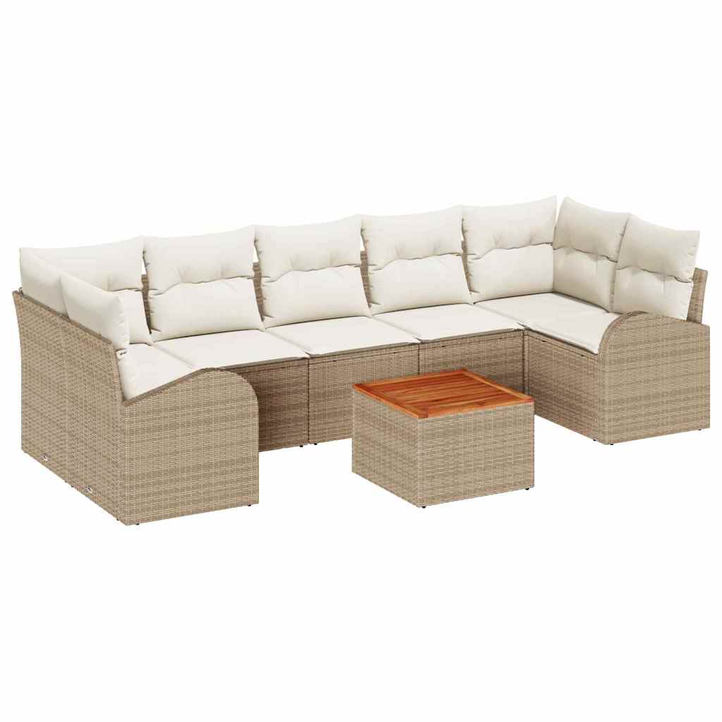 Havesofa Sæt med opbevaring 8 pcs Beige og creme polyrattan