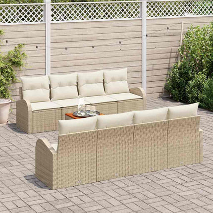 Havesofa Sæt 9 stk. Beige og creme polyrattan
