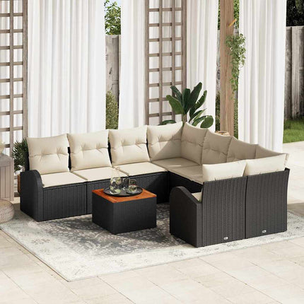 Havesofa Sæt 9 stk. Sort og Cream polyrattan