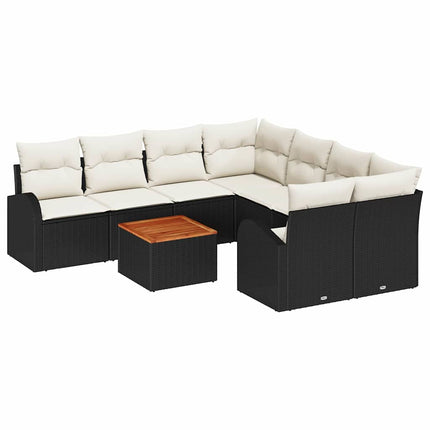 Havesofa Sæt 9 stk. Sort og Cream polyrattan