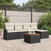 Havesofa Sæt med opbevaring 6 pcs Sort og Cream polyrattan