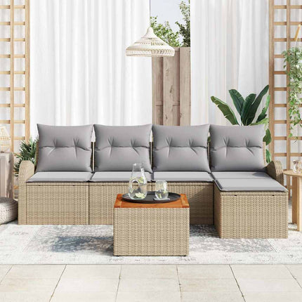 Havesofa Sæt 6 stk. Beige og lys grå polyrattan