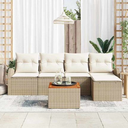 Havesofa Sæt 6 stk. Beige og creme polyrattan
