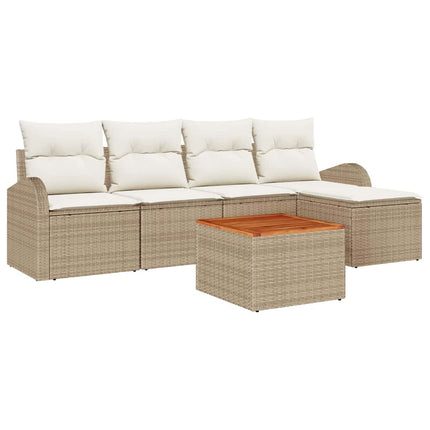 Havesofa Sæt 6 stk. Beige og creme polyrattan