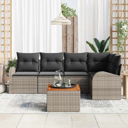 Havesofa Sæt med opbevaring 6 pcs Grå polyrattan