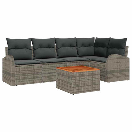 Havesofa Sæt med opbevaring 6 pcs Grå polyrattan