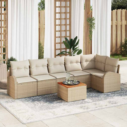 Havesofa Sæt 7 stk. Beige og creme polyrattan