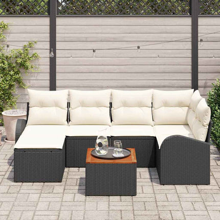 Havesofa Sæt 7 stk. Sort og Cream polyrattan