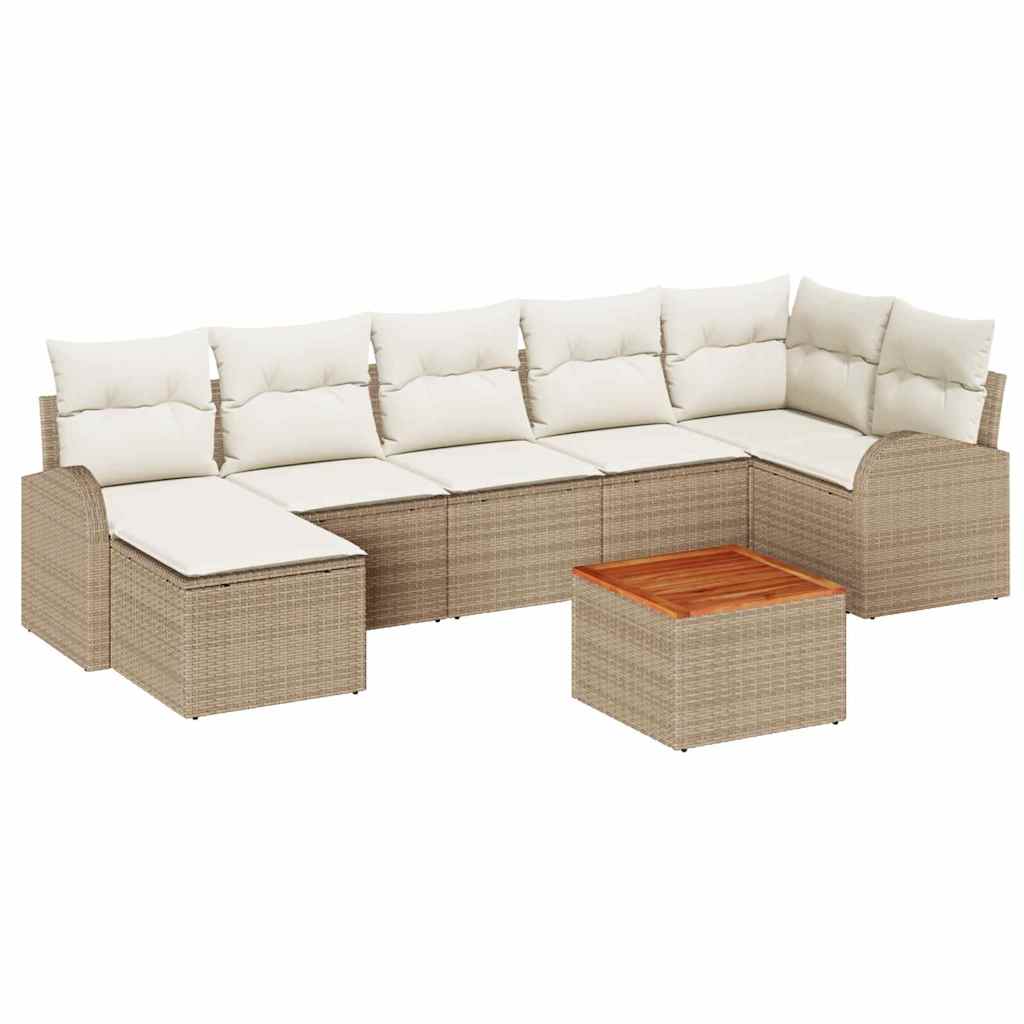 Havesofa Sæt med opbevaring 8 pcs Beige og creme polyrattan
