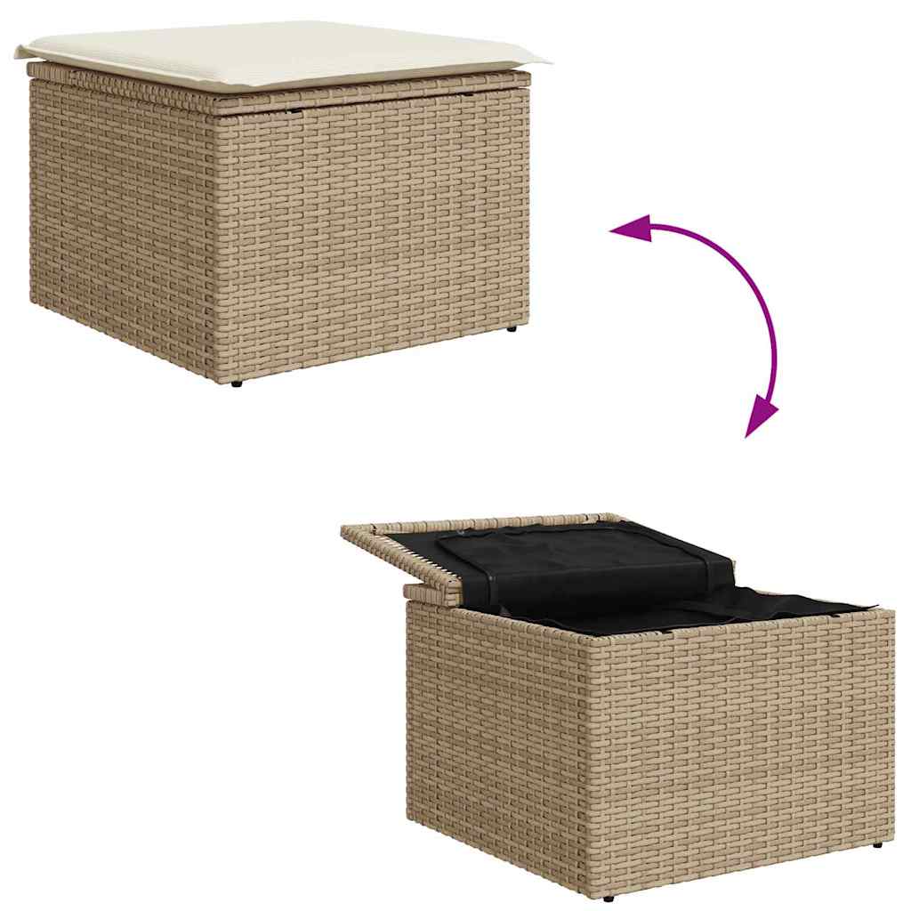 Havesofa Sæt med opbevaring 8 pcs Beige og creme polyrattan
