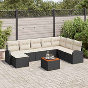 Havesofa Sæt med opbevaring 9 pcs Sort og Cream polyrattan