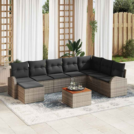 Havesofa Sæt 9 stk. Grå polyrattan