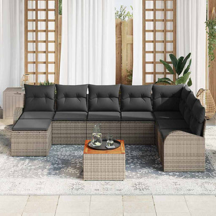 Havesofa Sæt 9 stk. Grå polyrattan